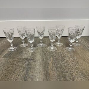 Mid Century Pinwheel Crystal Sherry Glasses - Set of 8